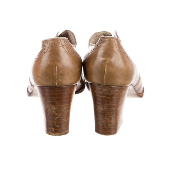 Gucci Authentic Solid Brown Leather Vintage Medium Block Heels Lace Up 5.5 - Picture 4 of 8